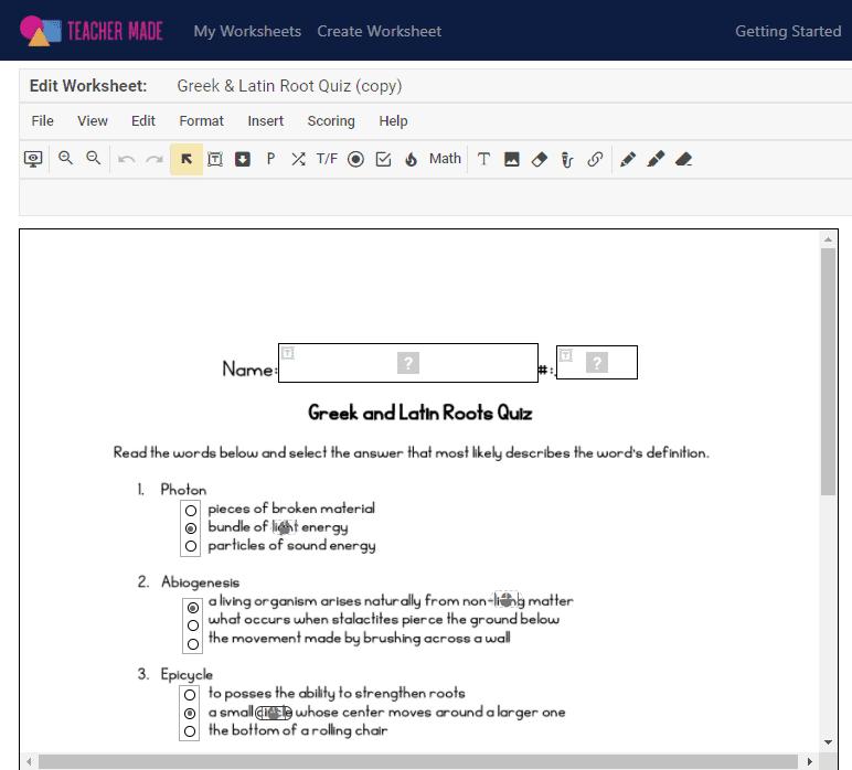 Greek and Latin Roots Quiz - TeacherMade