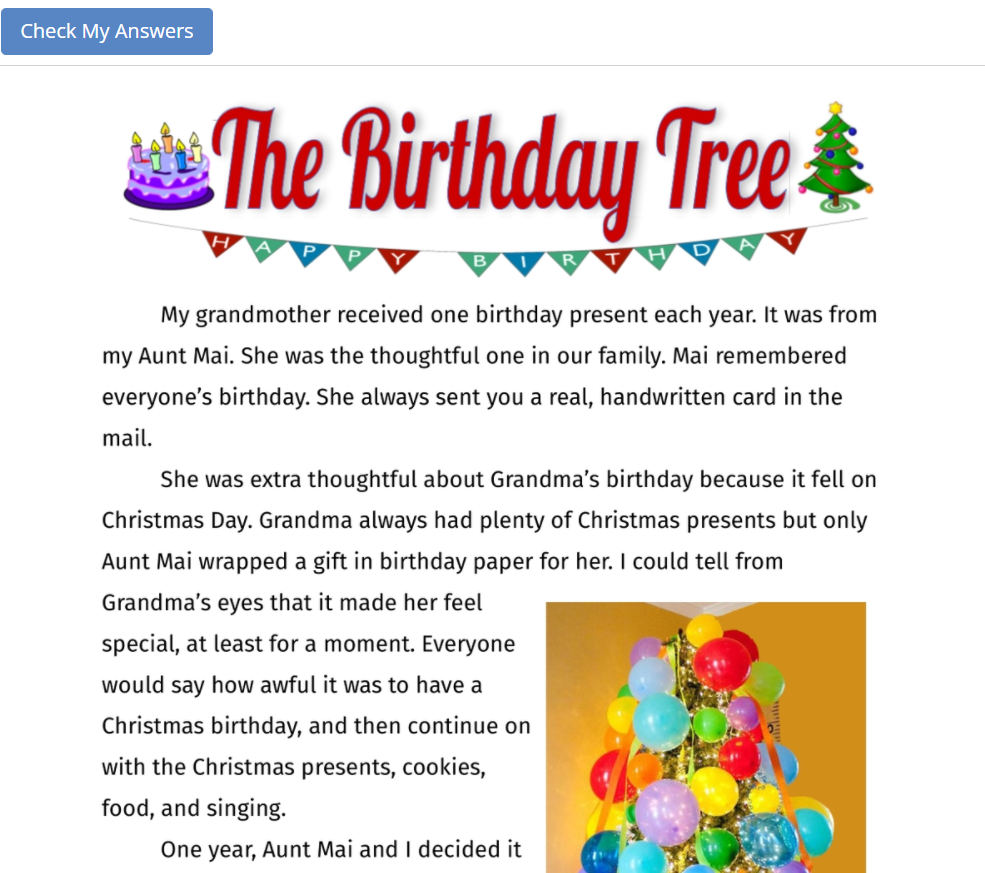 christmas birthday tree worksheet