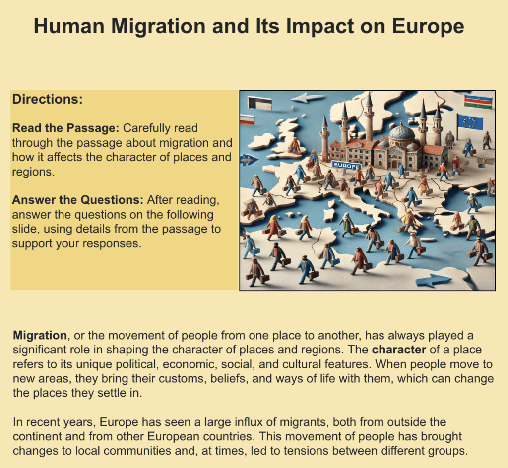 Diaspora Immigration Migration Human flight Reading exercise Reading material English language Seasonal passage Study Material Classwork studio